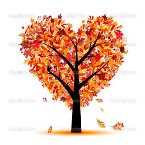 Beautiful autumn tree heart shape for your design